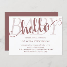 Convites Simple Taupe Hello Baby | Script Mauve Rosa do Des