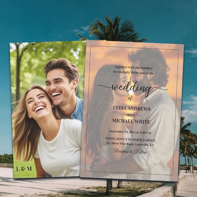 Convites Simple Text Overlay Photo Wedding (Criador carregado)
