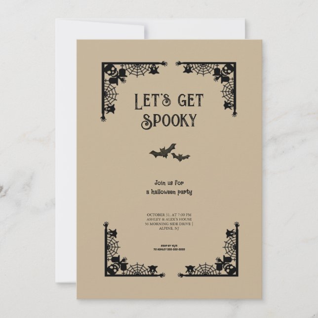 Convites Simple Vintage Spooky Festa de Halloween (Frente)