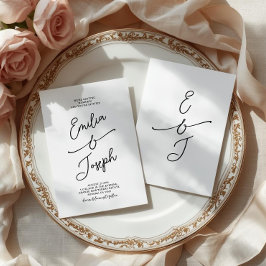 Convites Simple Whimsical Handwritten Wedding Photo