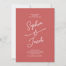 Simple Whimsical Handwritten Wedding Photo Red