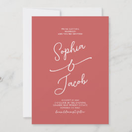 Convites Simple Whimsical Handwritten Wedding Photo Red