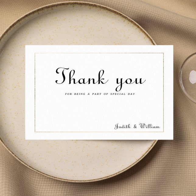 Convites Simple white gold vintage calligraphy Thank You (Simple white gold vintage calligraphy Thank You)
