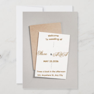 Convites Simple White & Gold Wedding Invitation