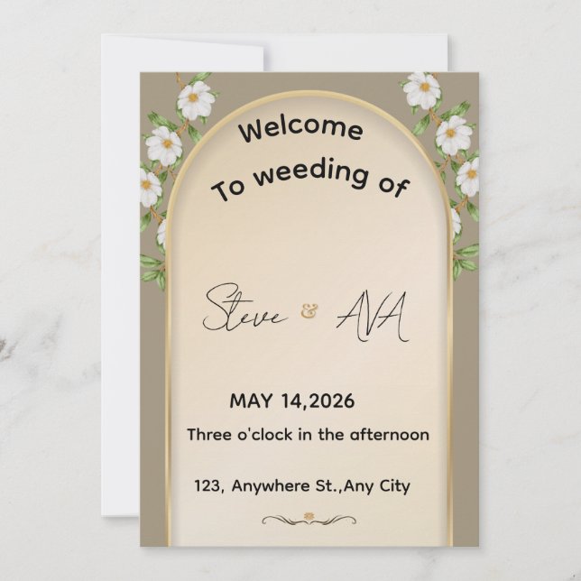 Convites Simple White Wedding Invitation (Frente)