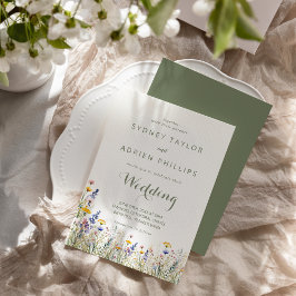 Convites Simple Wildflower Informal Wedding Invitation