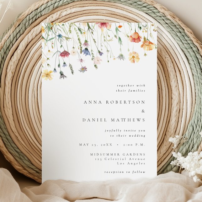 Convites Simple Wildflower Wedding Invitation (Criador carregado)
