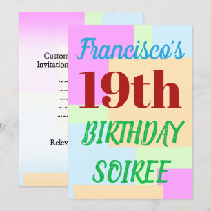 Convites Simples "19º ANIVERSÁRIO SOIREE"