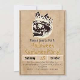 Convites Simples Adulto Vintage Festa de Halloween Crânio G