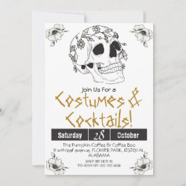 Convites Simples Adulto Vintage Festa de Halloween Crânio G