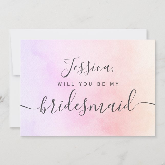 Convites Simples Aesthetic Elegante Aquarela minha madrinha (Frente)