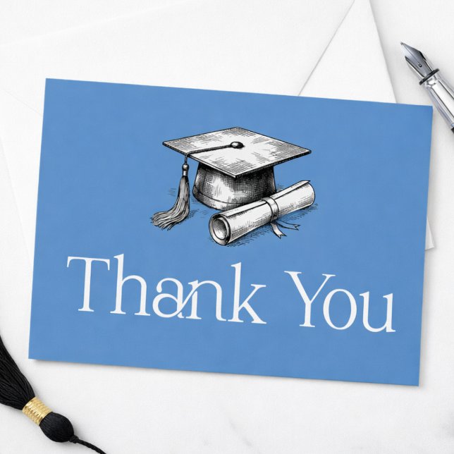 Convites Simples Agradecimento de Graduação Moderna (Graduation Thank You Card. Add your own message. Easy to use. Perfect for a graduate. )