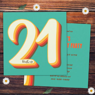 Convites Simples Aniversário de 21 anos Moderno Retro Groov