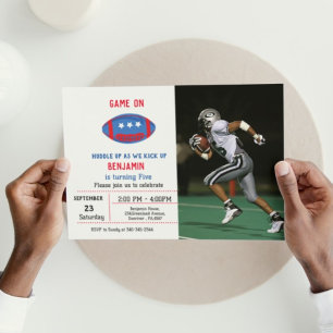 Convites Simples aniversário do Red White e do Blue Futebol