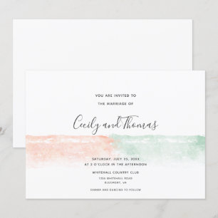 Convites Simples Apricot Moderno e Barra de Cores de Água 