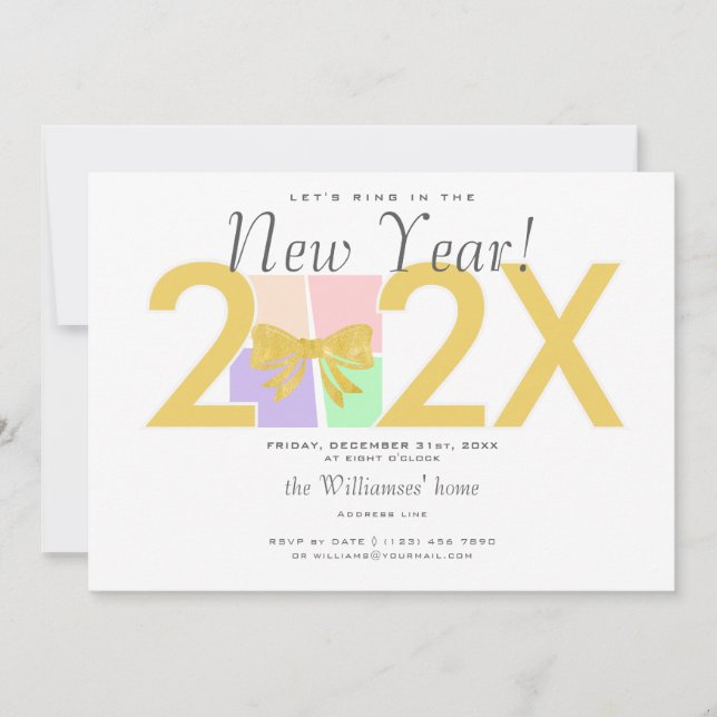 Convites Simples Arco de Caixa de Presente no Natal Novo (Frente)