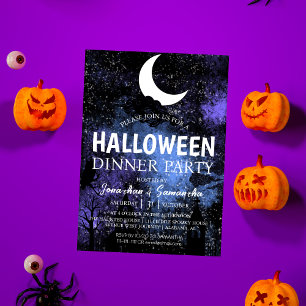 Convites Simples Bats Night Full Moon Halloween Festa Jante