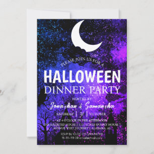 Convites Simples Bats Night Full Moon Halloween Festa Jante