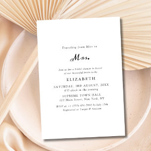 Convites Simples Black and White Miss à Sra. Chá de panela