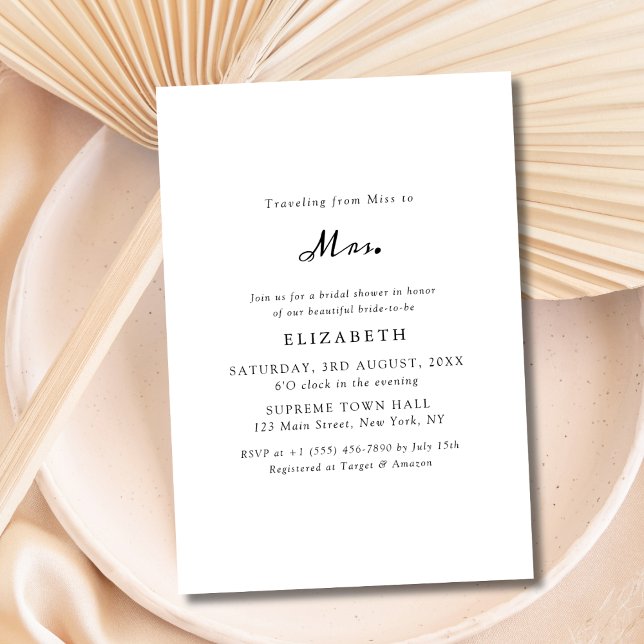 Convites Simples Black and White Miss à Sra. Chá de panela (Criador carregado)