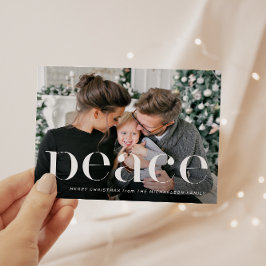 Convites Simples Black Botanical Peace One Photo Christmas