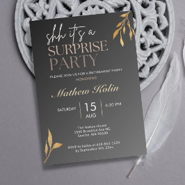 Convites Simples Black Surprise Retirement Party Online