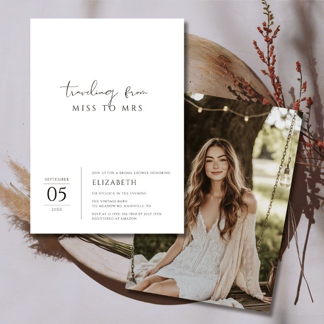 Convites Simples Black White Miss à Sra. Chá de panela Foto (Criador carregado)