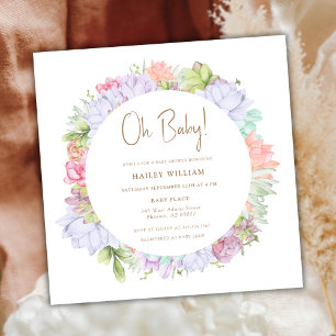 Convites Simples Boho Cactus Desert Oh Chá de fraldas