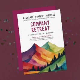 Convites Simples Borgonha Montanha Retreat Floresta Aquarel