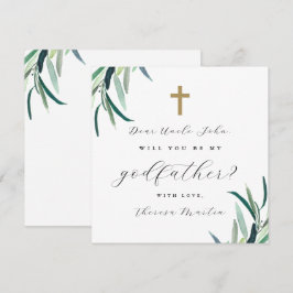 Convites Simples Botânico com Proposta de Padrinho Cruz 