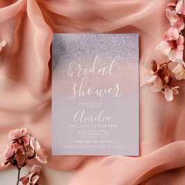 Convites Simples Brilho Rosa Dourado Rosa para Chá de Noiva