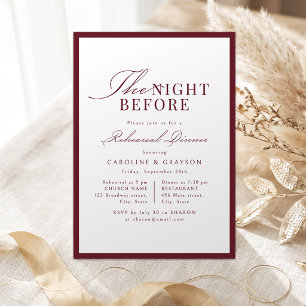 Convites Simples Burgundy Script Gracioso Na Noite Anterior