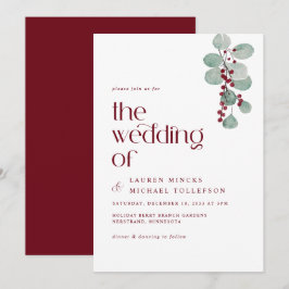 Convites Simples Burgundy Vine Casamento no inverno Moderno