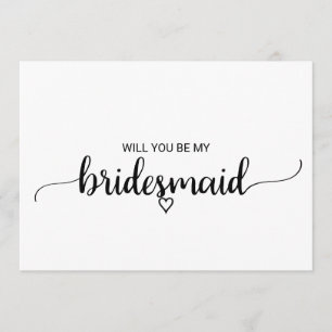 Convites Simples caligrafia negra Proposta de Bridesmaid