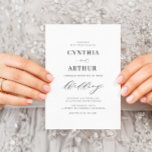 Convites simples carta branca e negra casamento<br><div class="desc">casamento entre temas negros e brancos com script de tipografia branca. Os detalhes e cores do texto podem ser personalizados para corresponder às cores do tema do casamento.</div>