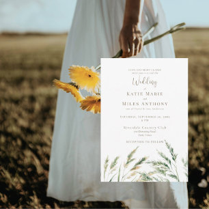 Convites Simples Casamento Boho Moderno Aquarela Grama