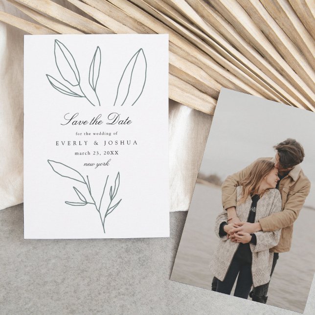 Convites Simples Casamento Botânico Salve a Data (Criador carregado)