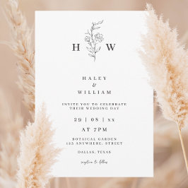 Convites Simples Casamento Branco Simples De Script Minimal