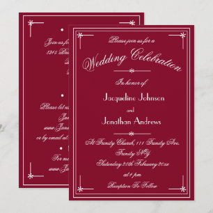 Convites Simples Casamento Burgundy Vermelho Tudo Em Um