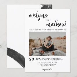 Convites Simples casamento casual de fotos brancas pretas