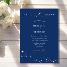 Simples Casamento Celestial Elegante Azul Naval