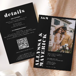 Convites Simples casamento de fotos brancas e negras Elegan