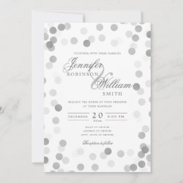 Convites Simples Casamento Elegante Silver Confetti