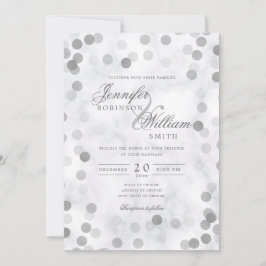 Convites Simples Casamento Elegante Silver Confetti Marble
