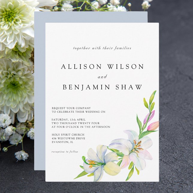 Convites Simples Casamento em Aquarela de Primavera e Verão (Criador carregado)