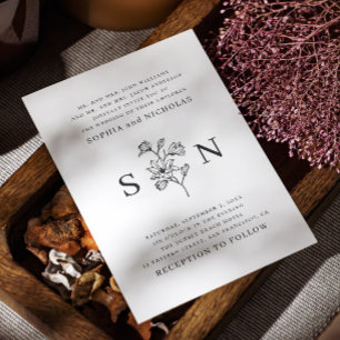 Convites Simples casamento floral minimalista elegante