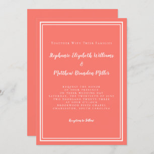 Convites Simples Casamento Minimalista de Chic Coral White