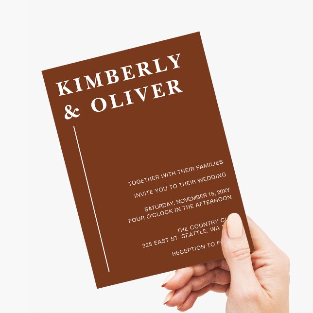 Convites Simples Casamento Mínimo de Terracotta Moderno (Criador carregado)