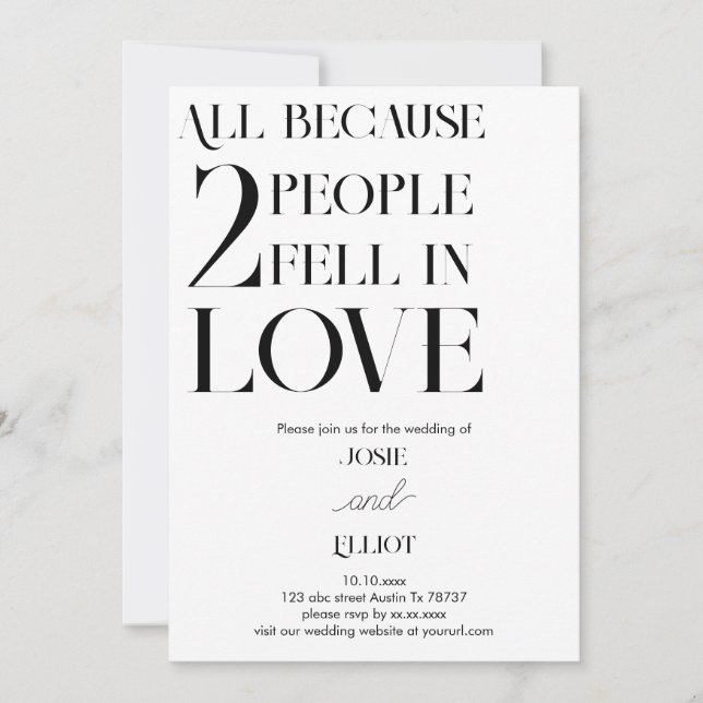 Convites Simples casamento Moderno Escuro e Claro (Frente)