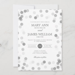 Convites Simples Casamento Moderno Silver Confetti